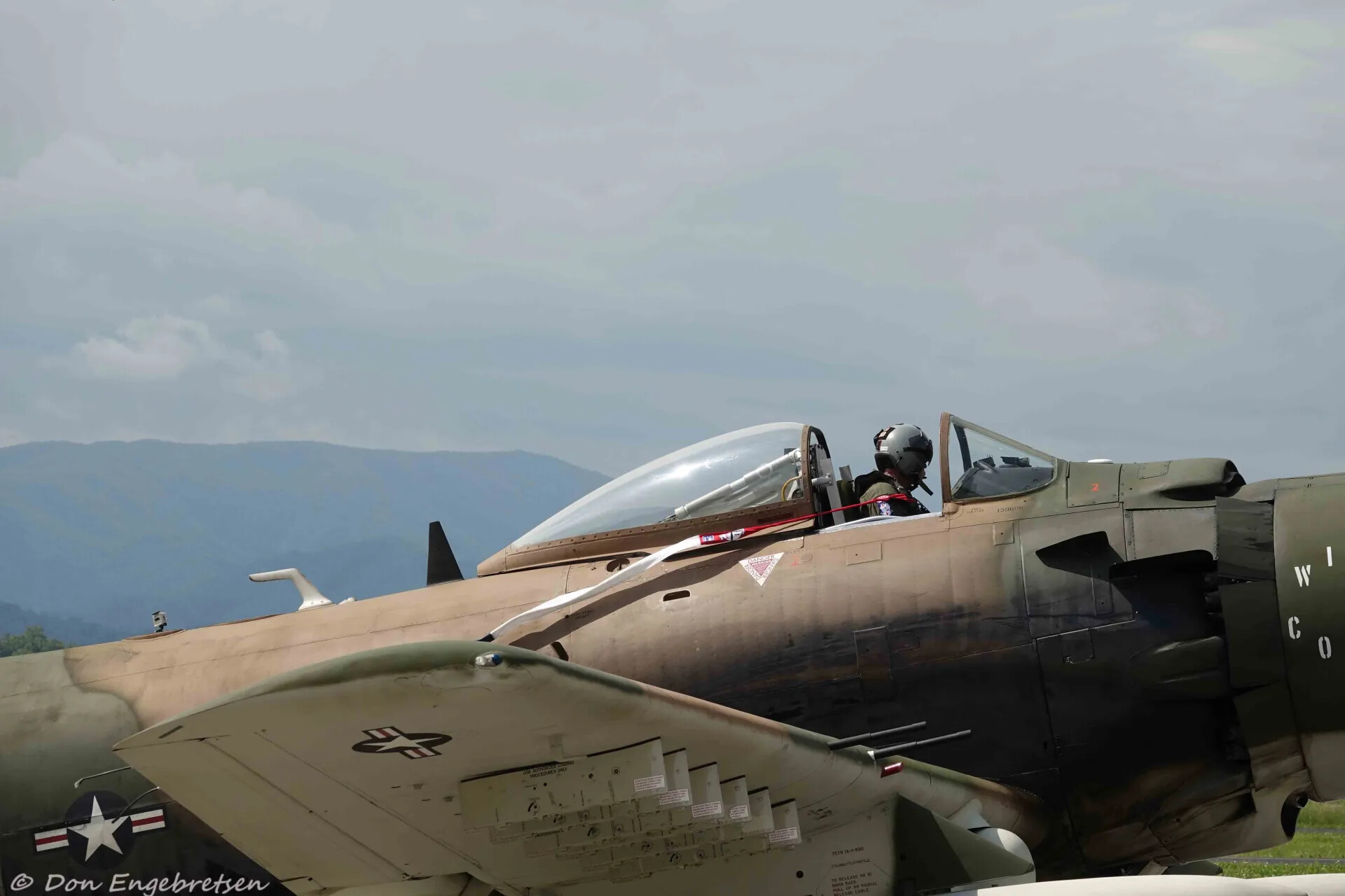 Restored Douglas A-1 Skyraider - Pilot in Cockpit During Taxi, May 2019 Airshow Event