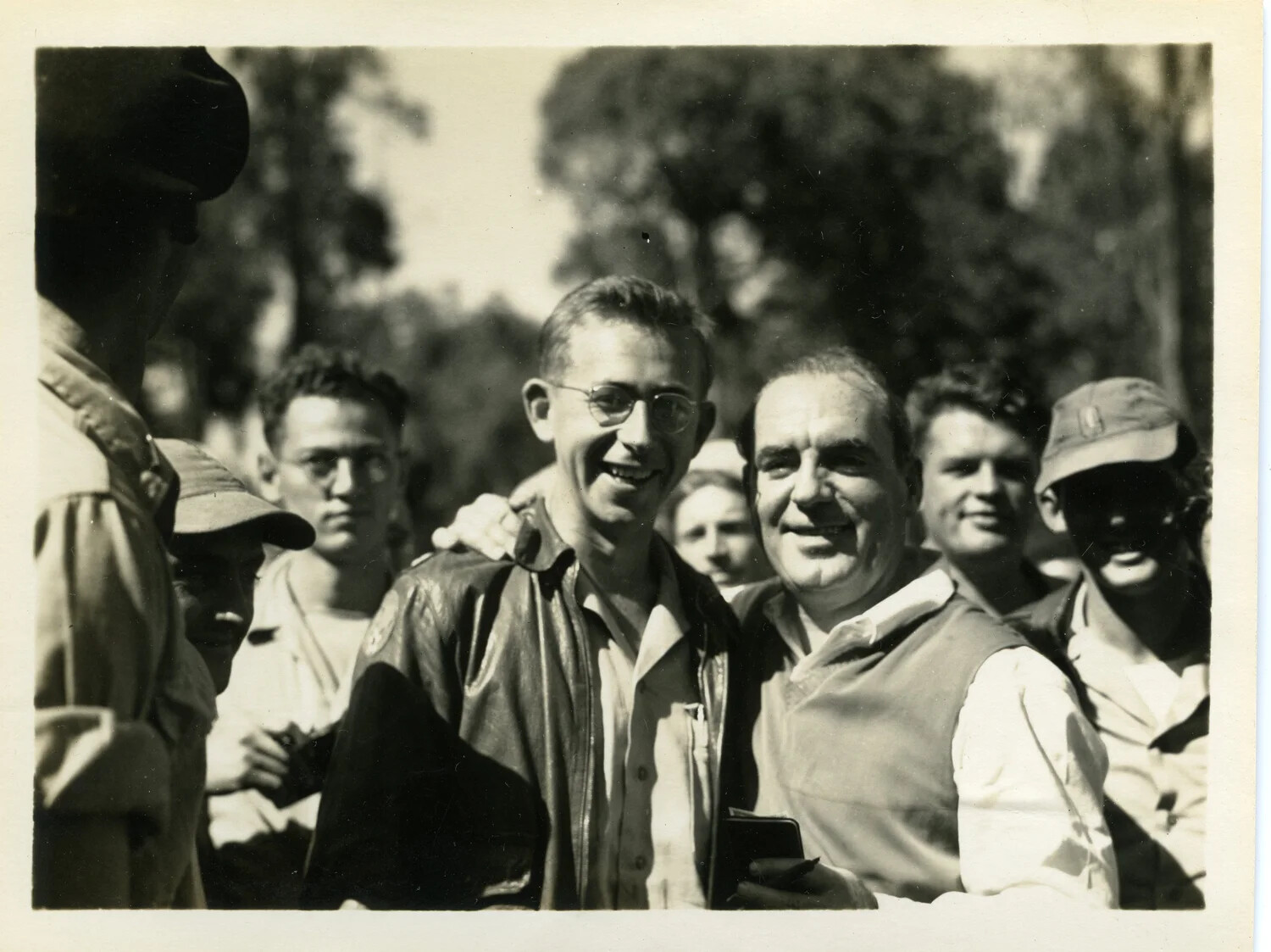 Group Portrait of Servicemen and Visitors, Myitkyina, Burma, WWII China-Burma-India Theater