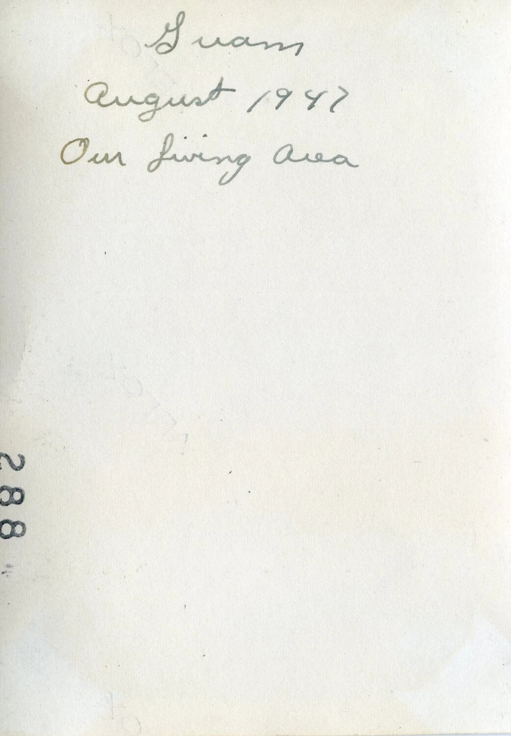 Handwritten Album Caption Page: 'Guam, August 1947, Our Living Area' - VR-6 Squadron Album