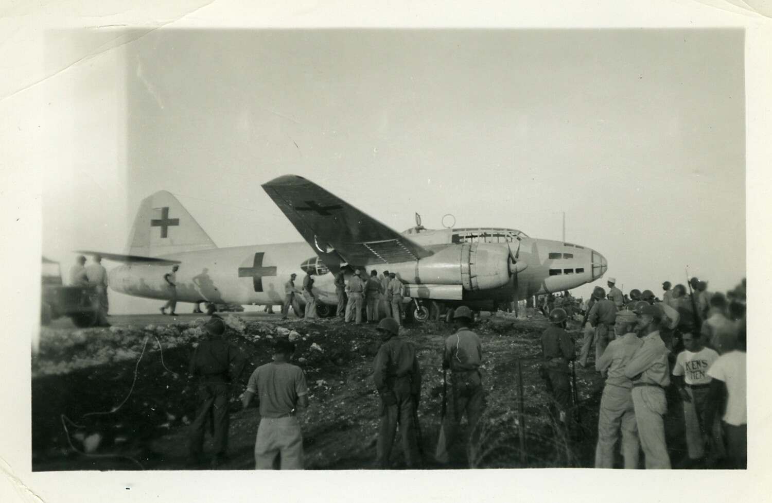 Japanese 'Green Cross' Surrender Delegation Bomber at Ie Shima, August 1945
