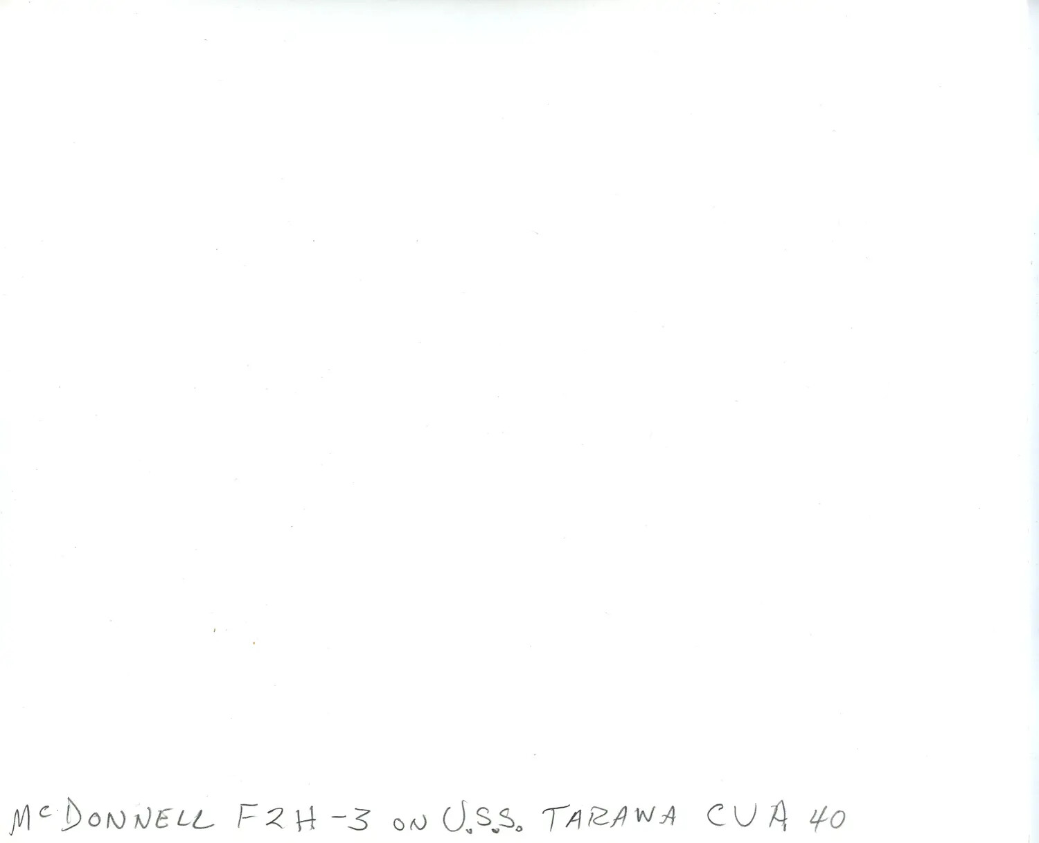 Archival Caption Card: McDonnell F2H-3 Banshee Aboard USS Tarawa (CVA-40)