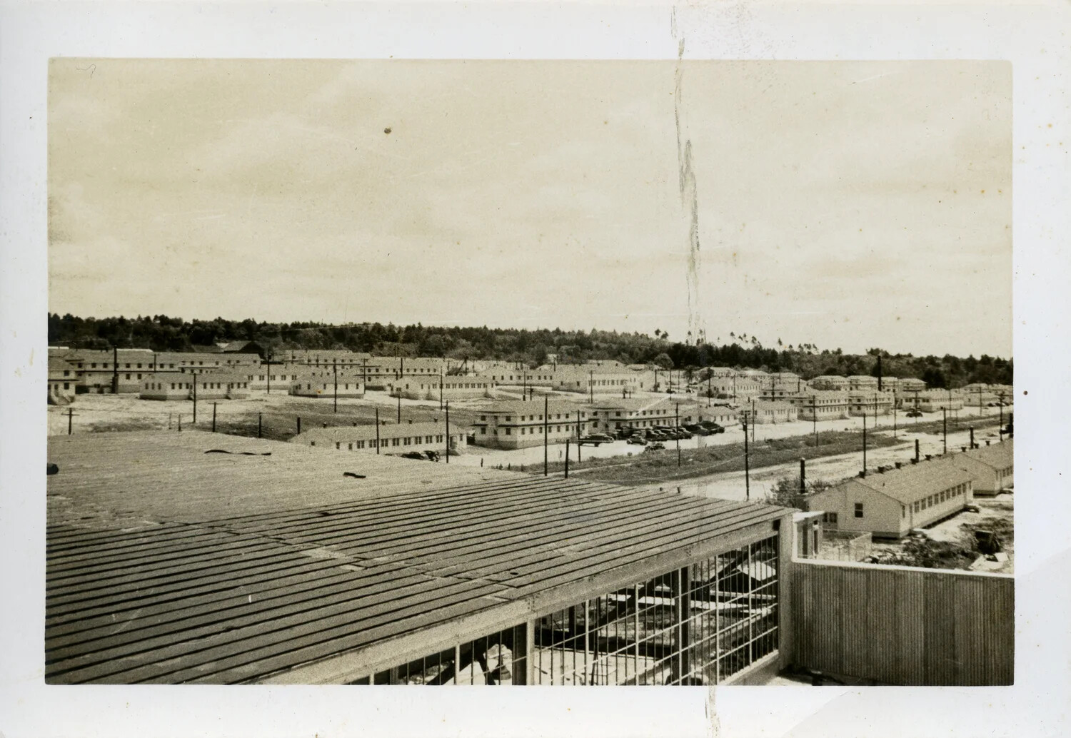 Aerial/Elevated View of Military Base Barracks Complex, WWII China-Burma-India Theater