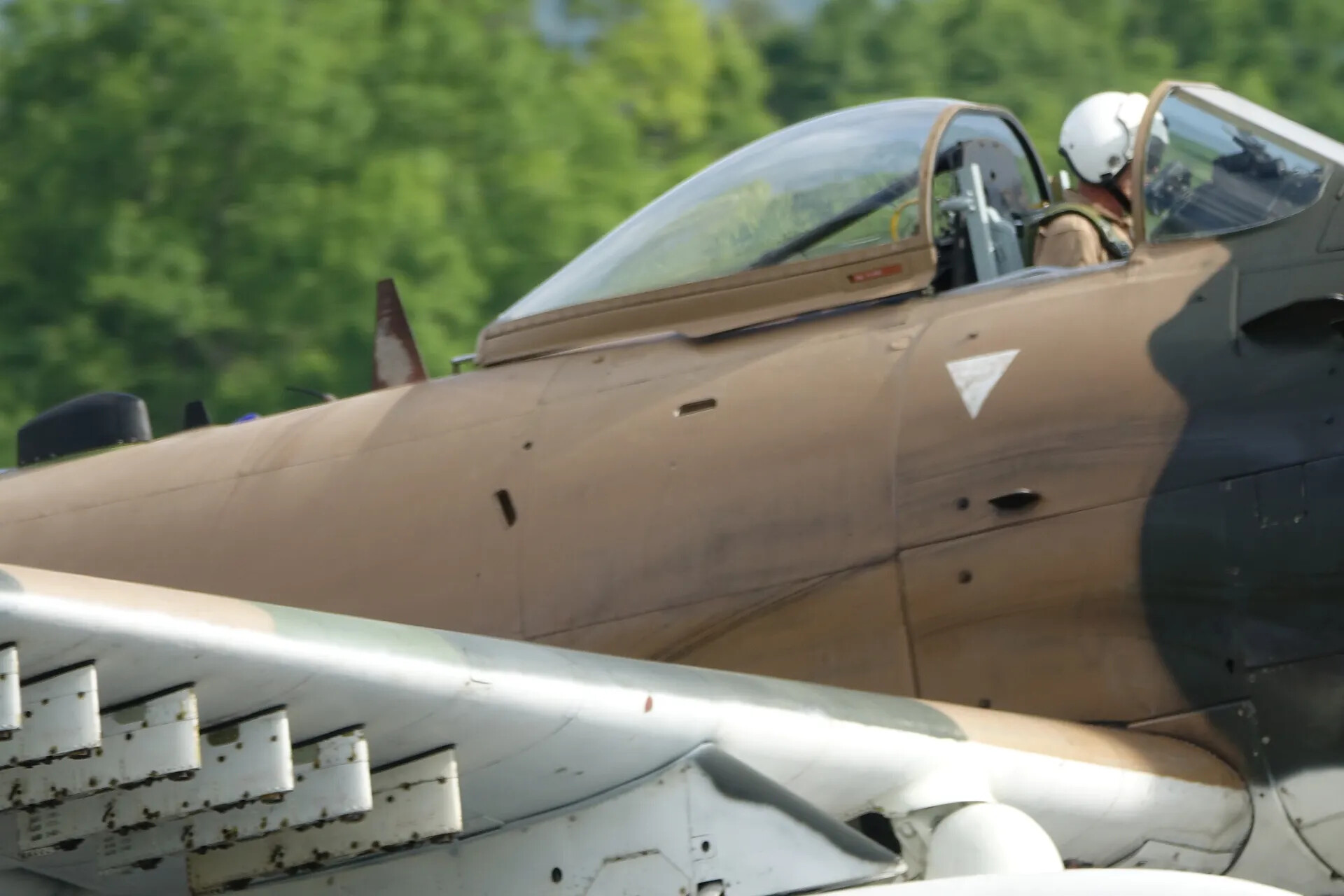 Cockpit Detail of Flying A-1 Skyraider in Southeast Asia Camouflage, Air Show Event, May 2019