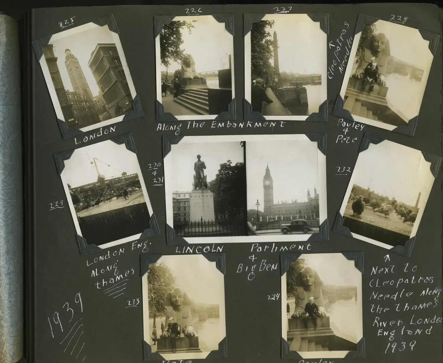 Scrapbook Page: London Landmarks Along the Thames Embankment, England, 1939