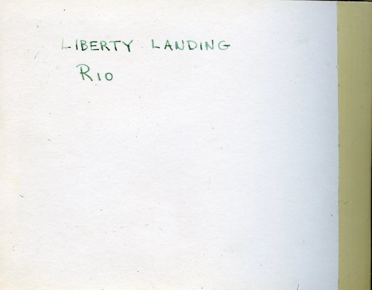 Handwritten Album Divider Page: "Liberty Landing, Rio" — USS Franklin D. Roosevelt (CVB-42) Photo Album