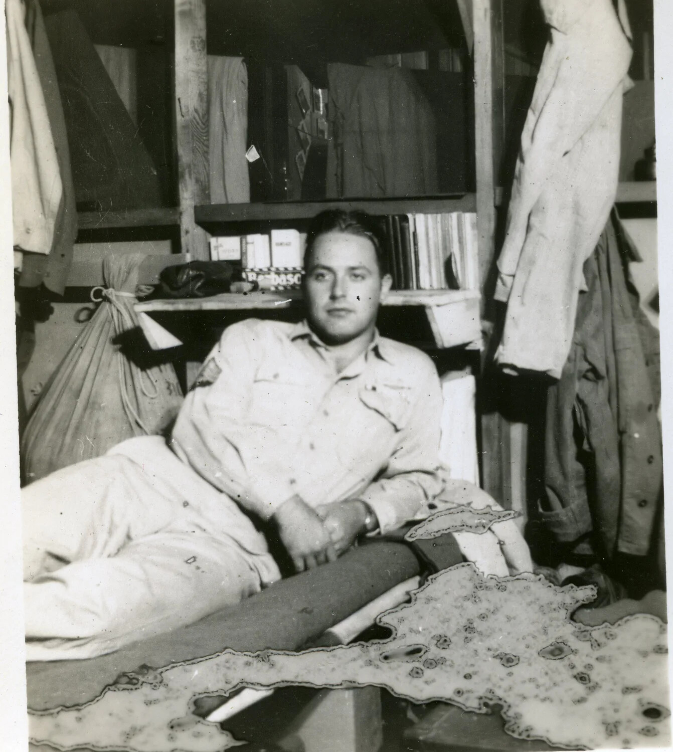 Serviceman Relaxing in Barracks Quarters, Joe Vieira Collection (WWII era)