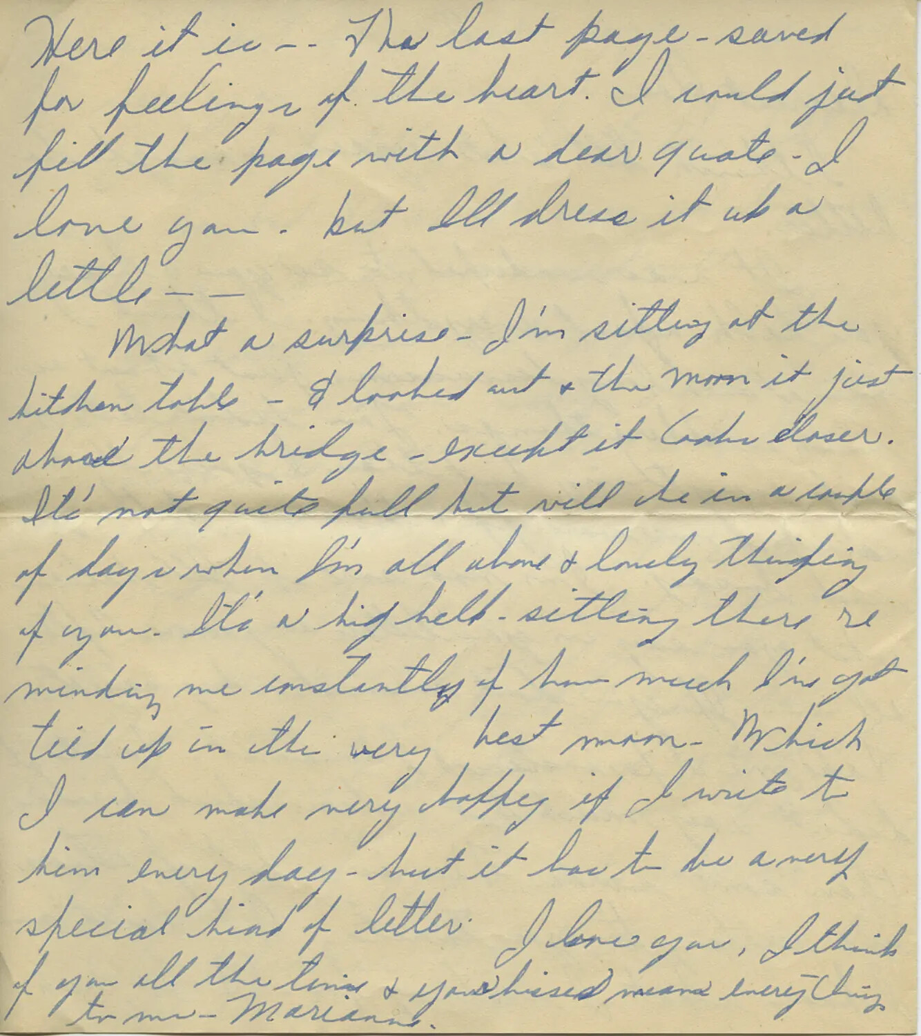 Handwritten Wartime Love Letter from Marianne, 'MOON' Correspondence Collection