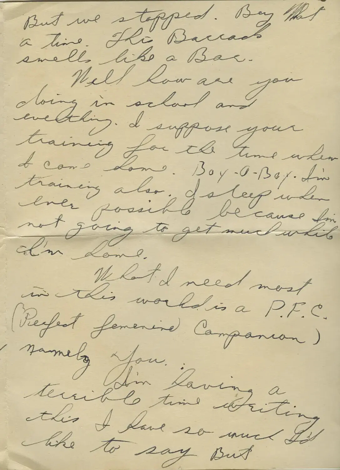 Handwritten Letter Page, Moon/Sammiet WWII Correspondence Collection