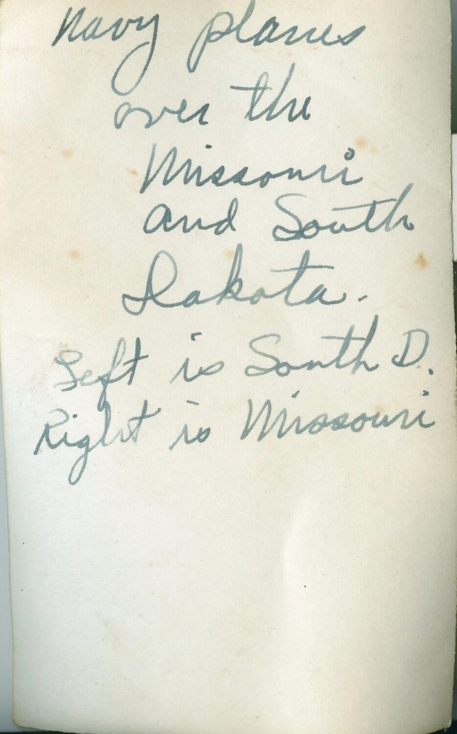 Handwritten Caption Card Identifying USS Missouri and USS South Dakota, WWII Pacific Fleet Album