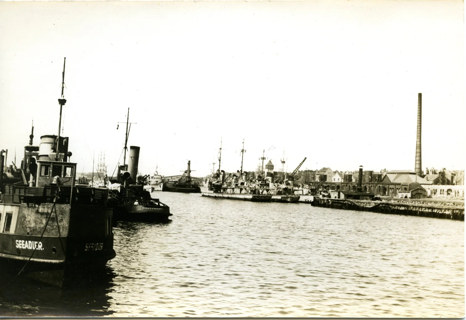 Tugboat "SEEADLER" and Harbor Vessels, Bremerhaven/Wesermünde Area, WWII Era