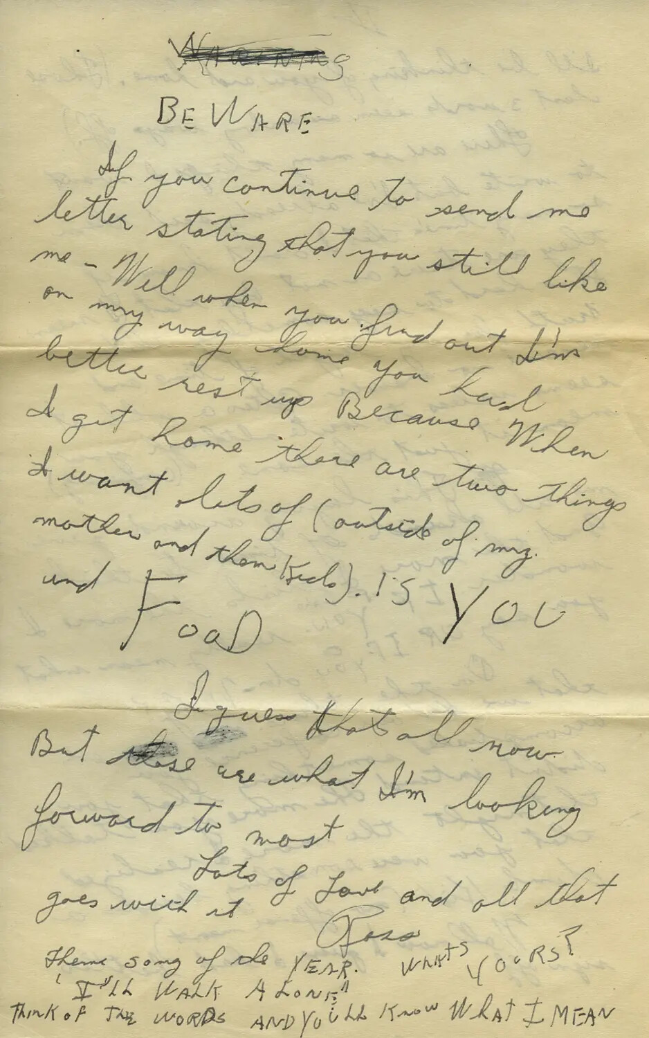 Handwritten Letter from Rosa, WWII Moon/Sammiet Correspondence Collection