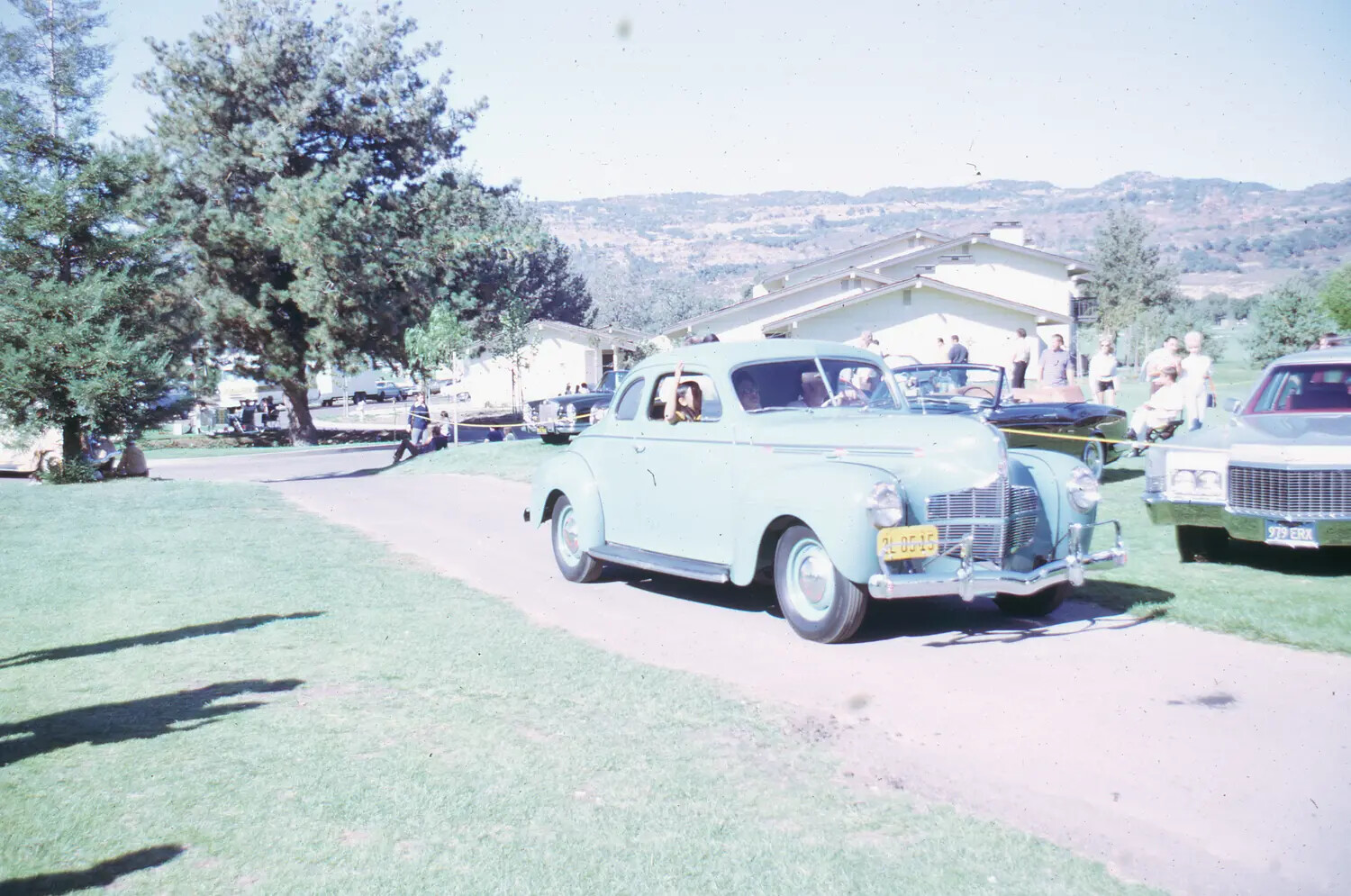 Vintage Automobile Gathering at Ranch-Style Home, California (Misfiled Slide, Vietnam 1968 Tet Collection)