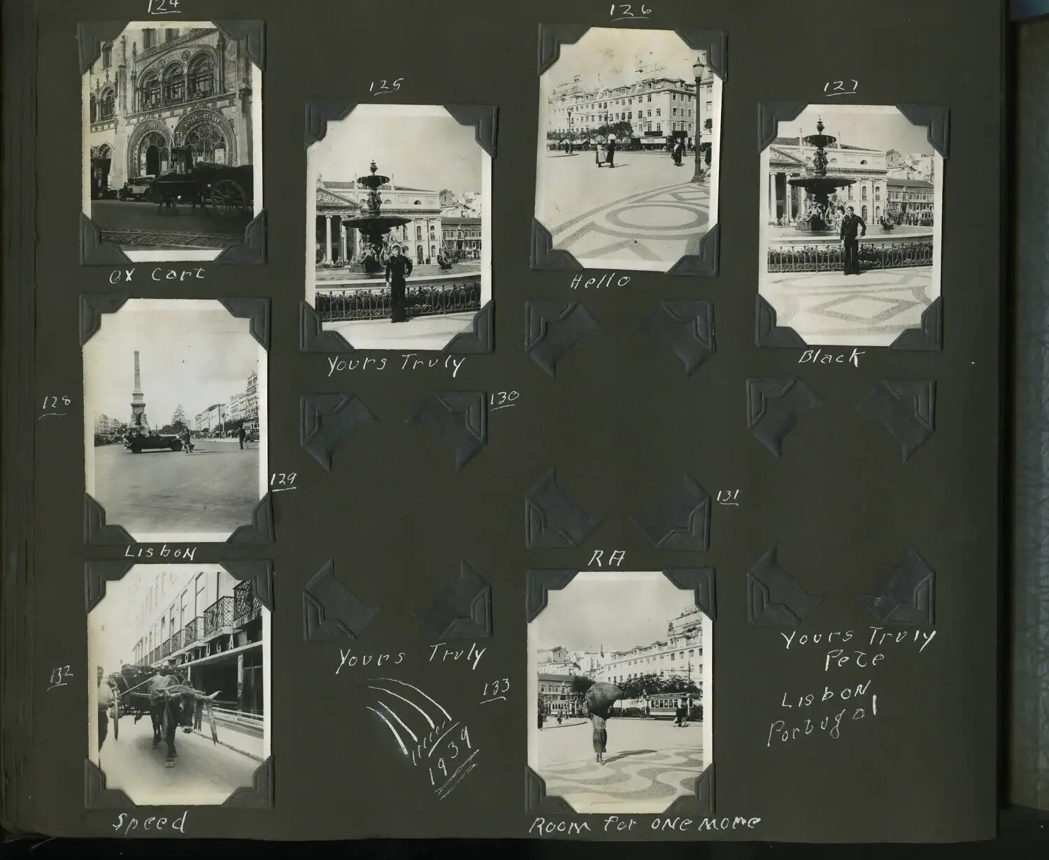 Scrapbook Page: Sailors' Shore Leave in Lisbon, Portugal, 1939 (Photographs 124-133)