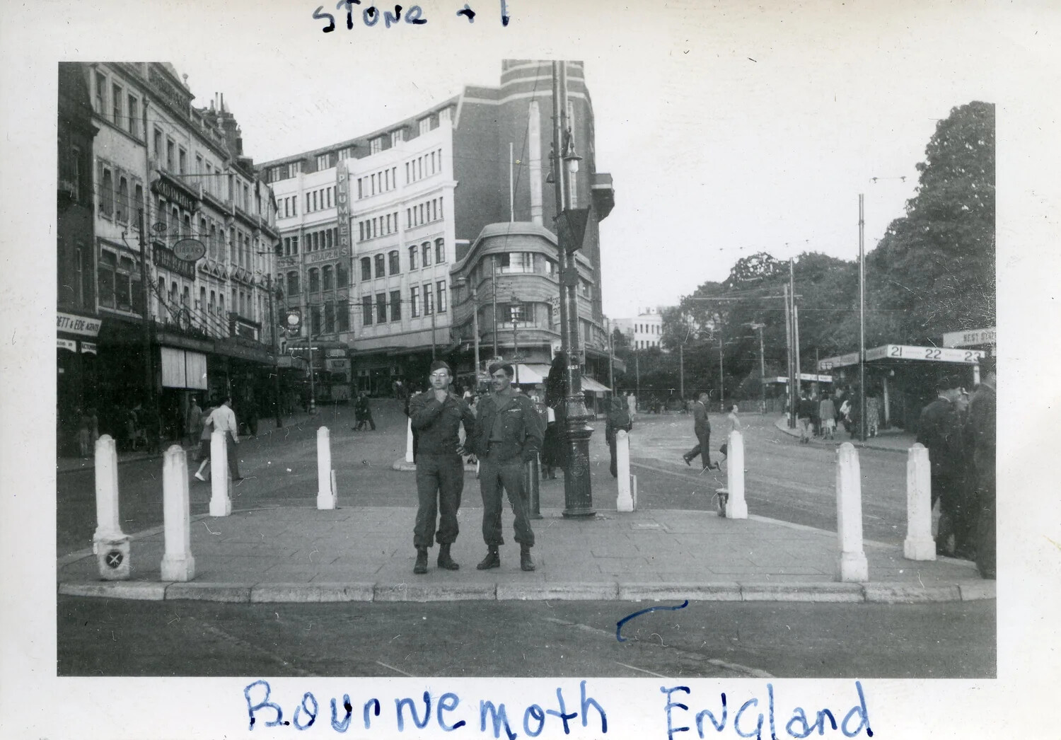 Two U.S. Army Soldiers in Bournemouth, England, WWII (Norman Baget Collection, 44th Infantry Division)