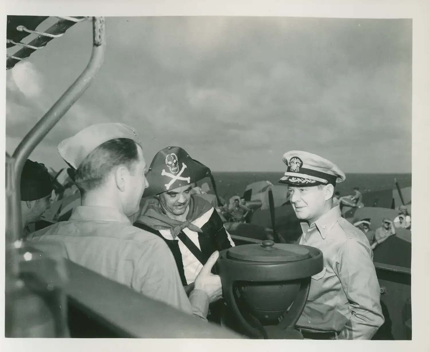 Crossing-the-Line Ceremony on the Flight Deck, USS Petrof Bay (CVE-80)
