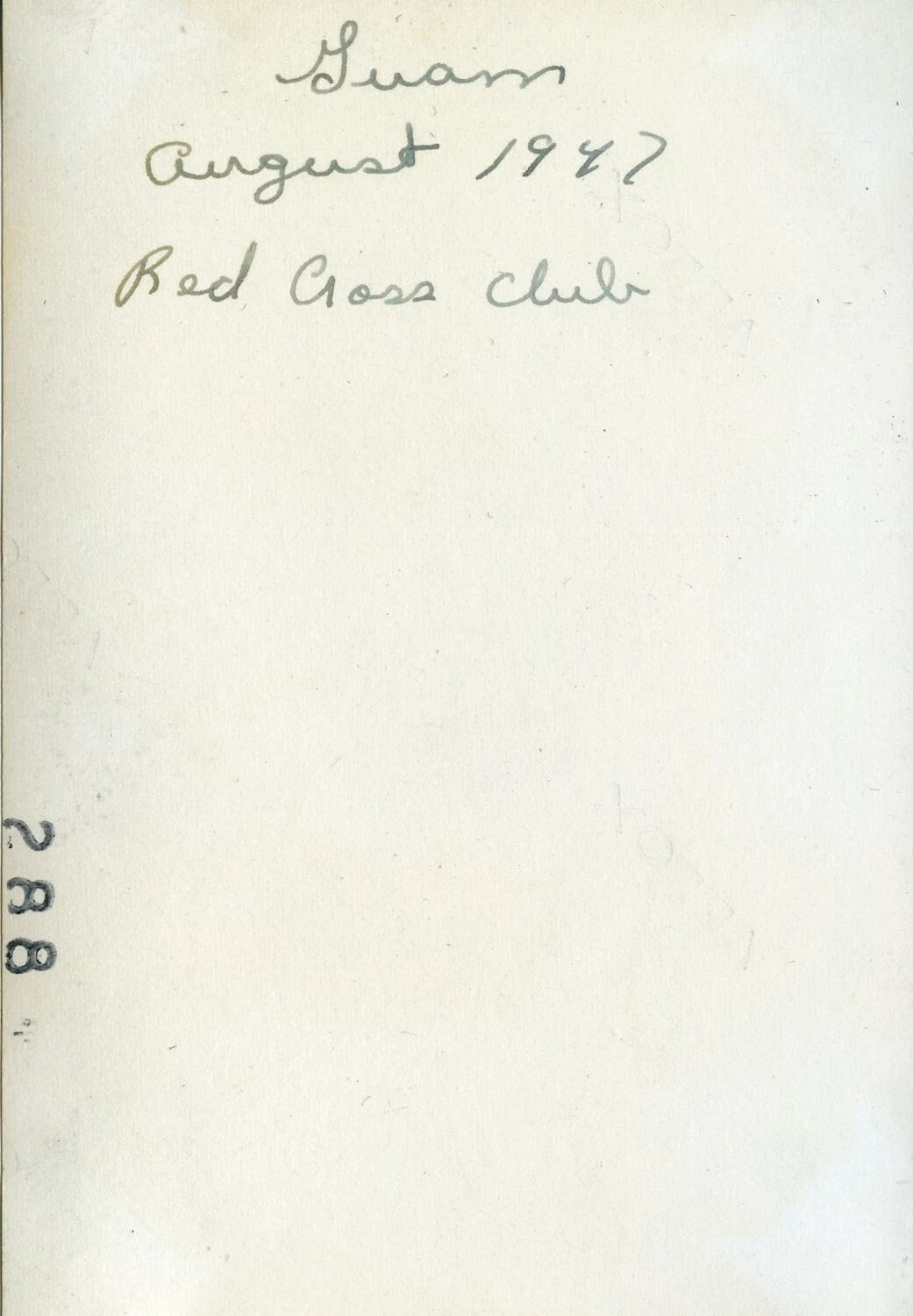 Album Page with Handwritten Caption: 'Guam, August 1947, Red Cross Club' (VR-6 Agana Album)