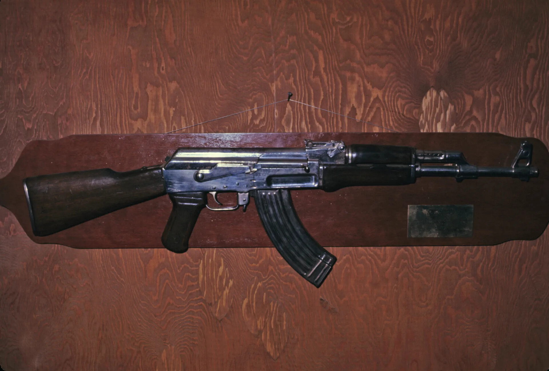 Captured AK-Pattern Rifle Mounted as Wall Trophy Display
