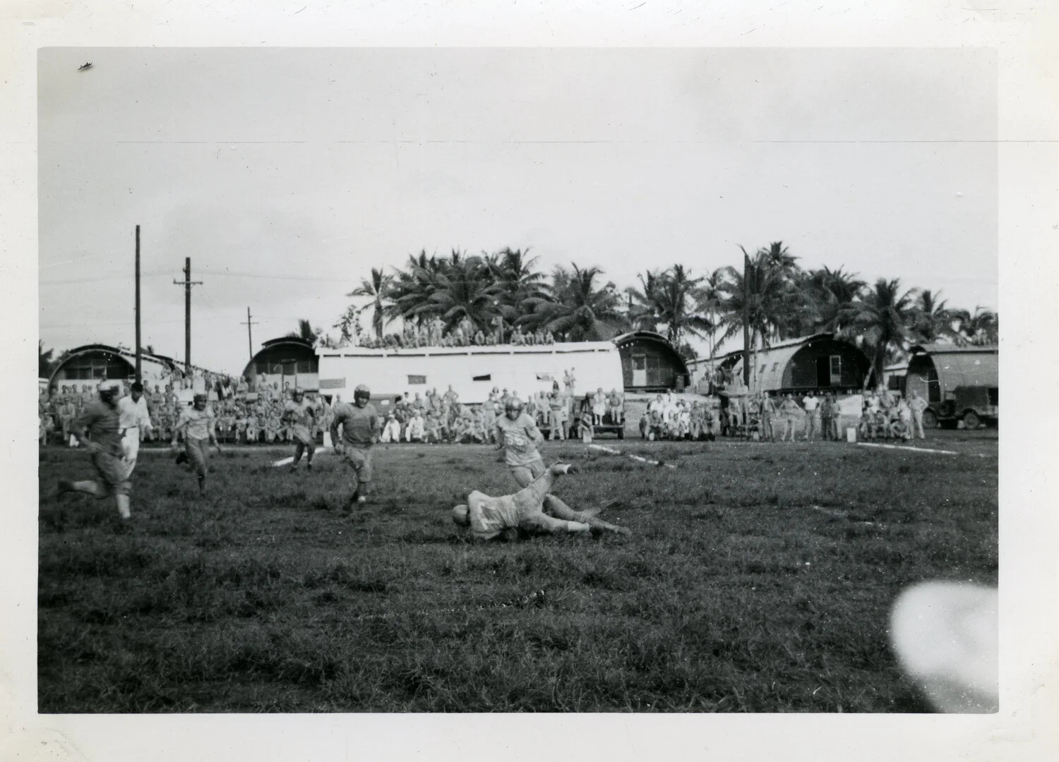 Servicemen Playing Football at NAS Agana, Guam, Postwar Era
