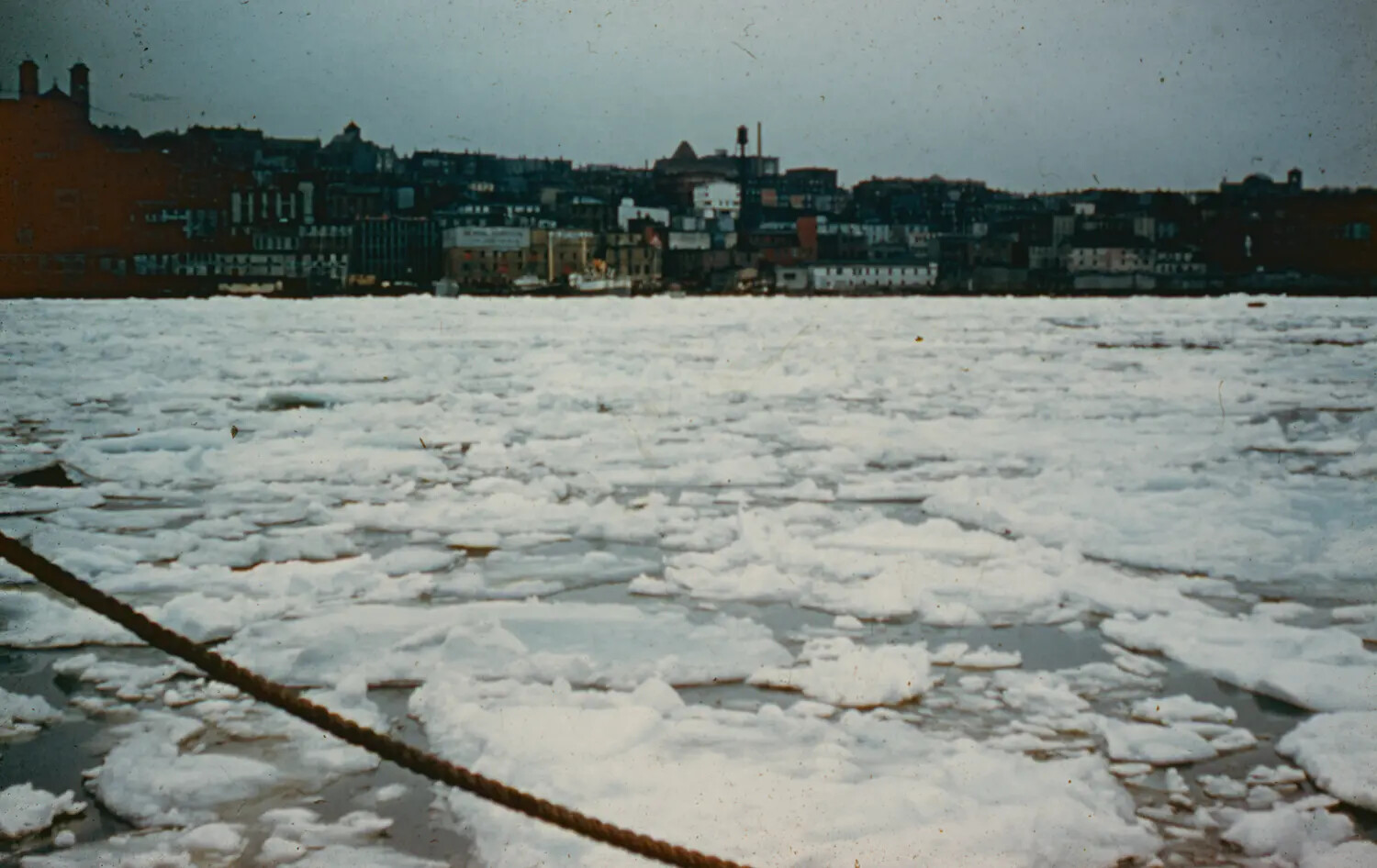Ice-Choked Harbor with City Skyline, En Route to Thule Air Base, Greenland, c. 1950-1955