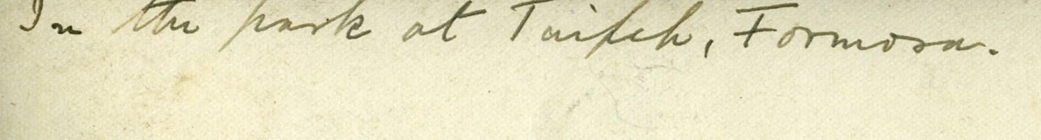 Handwritten Album Caption: 'In the park at Taipeh, Formosa'