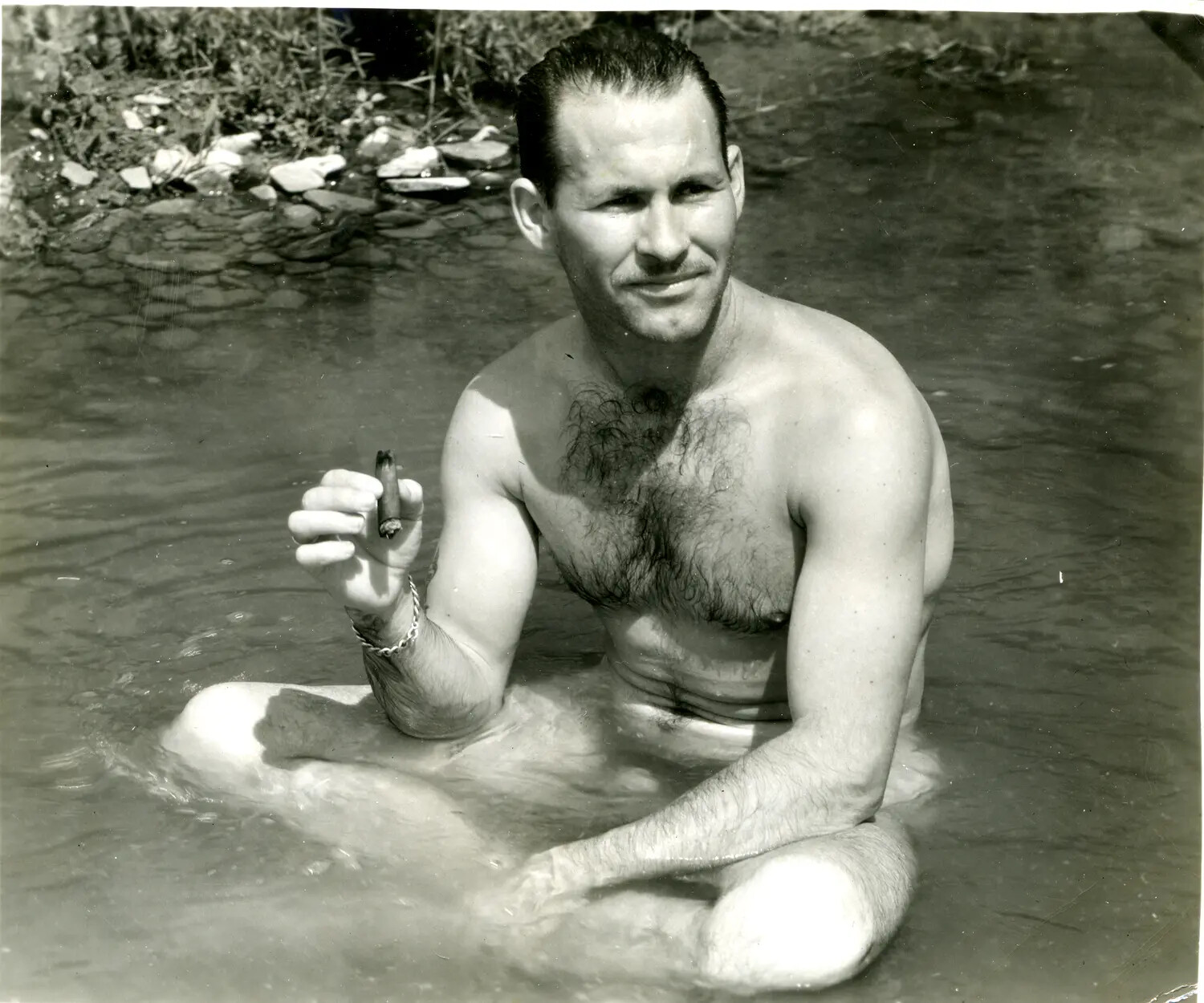 Serviceman Relaxing in a River, China-Burma Theater, World War II