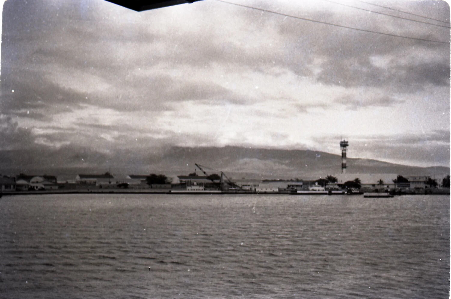 Ford Island Waterfront with Control Tower, Pearl Harbor, Hawaii, 1945