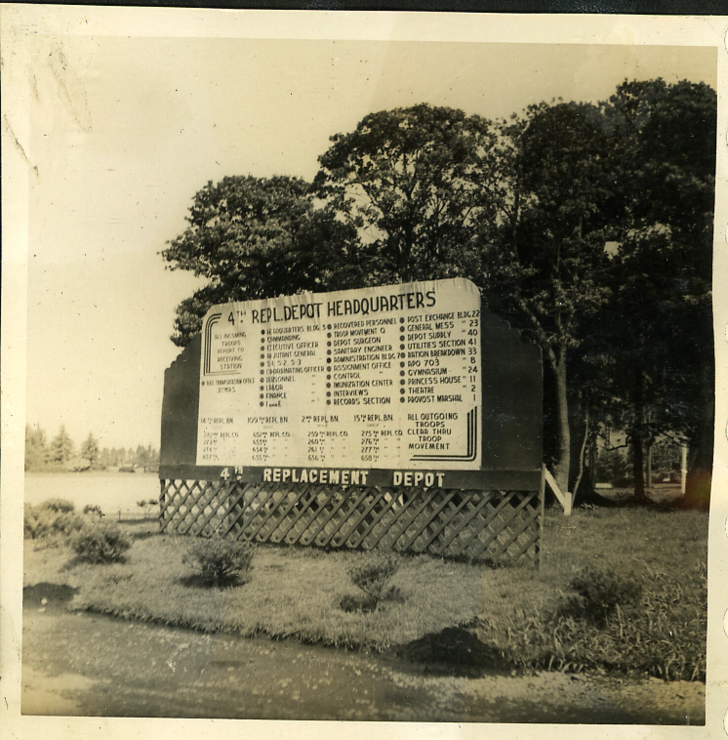 4th Replacement Depot Headquarters Directory Sign, Post-WWII Japan Occupation