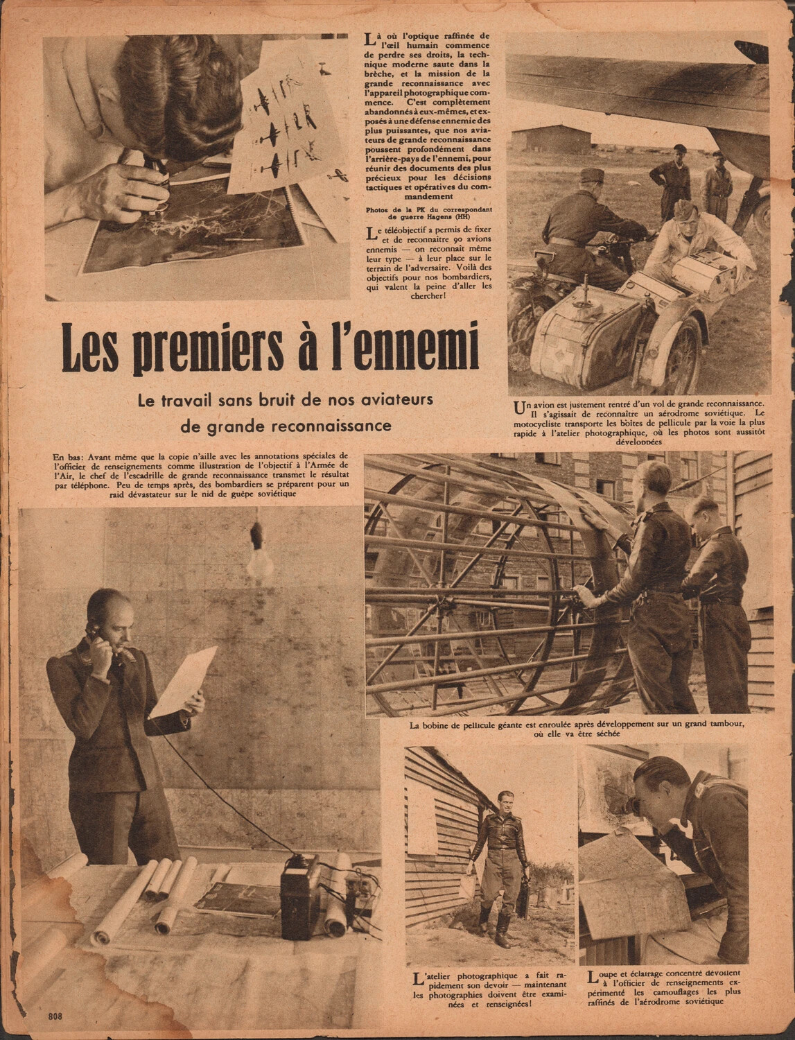 Der Adler (French-language edition), p. 808 — "Les premiers à l'ennemi": Luftwaffe Long-Range Photo-Reconnaissance Feature