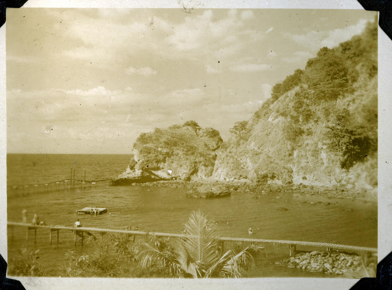 Rocky Coastal Cove with Swimming Pier, Philippines, WWII Era