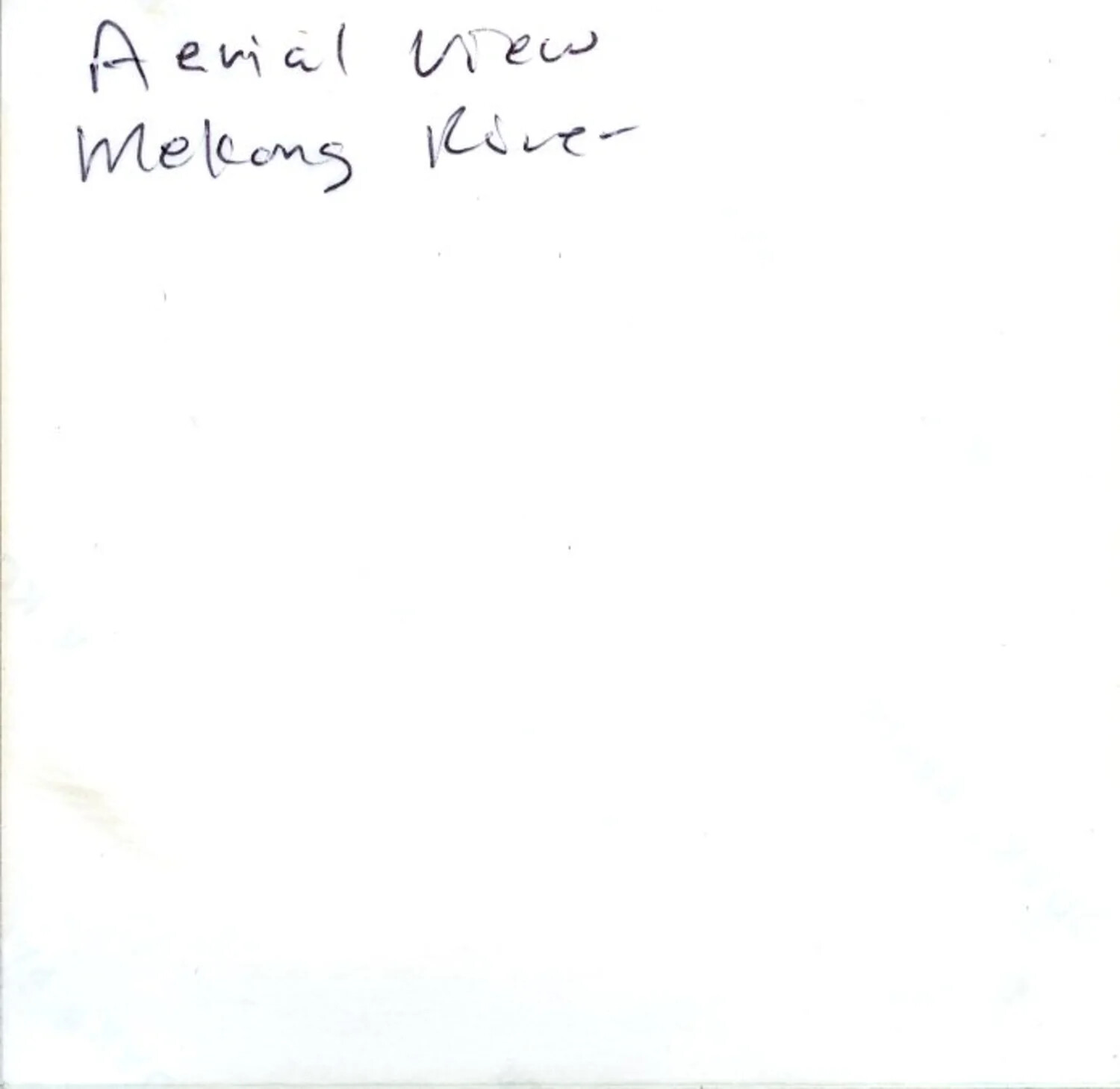 Handwritten Caption Card: 'Aerial View Mekong River' — Vietnam Album, 1971