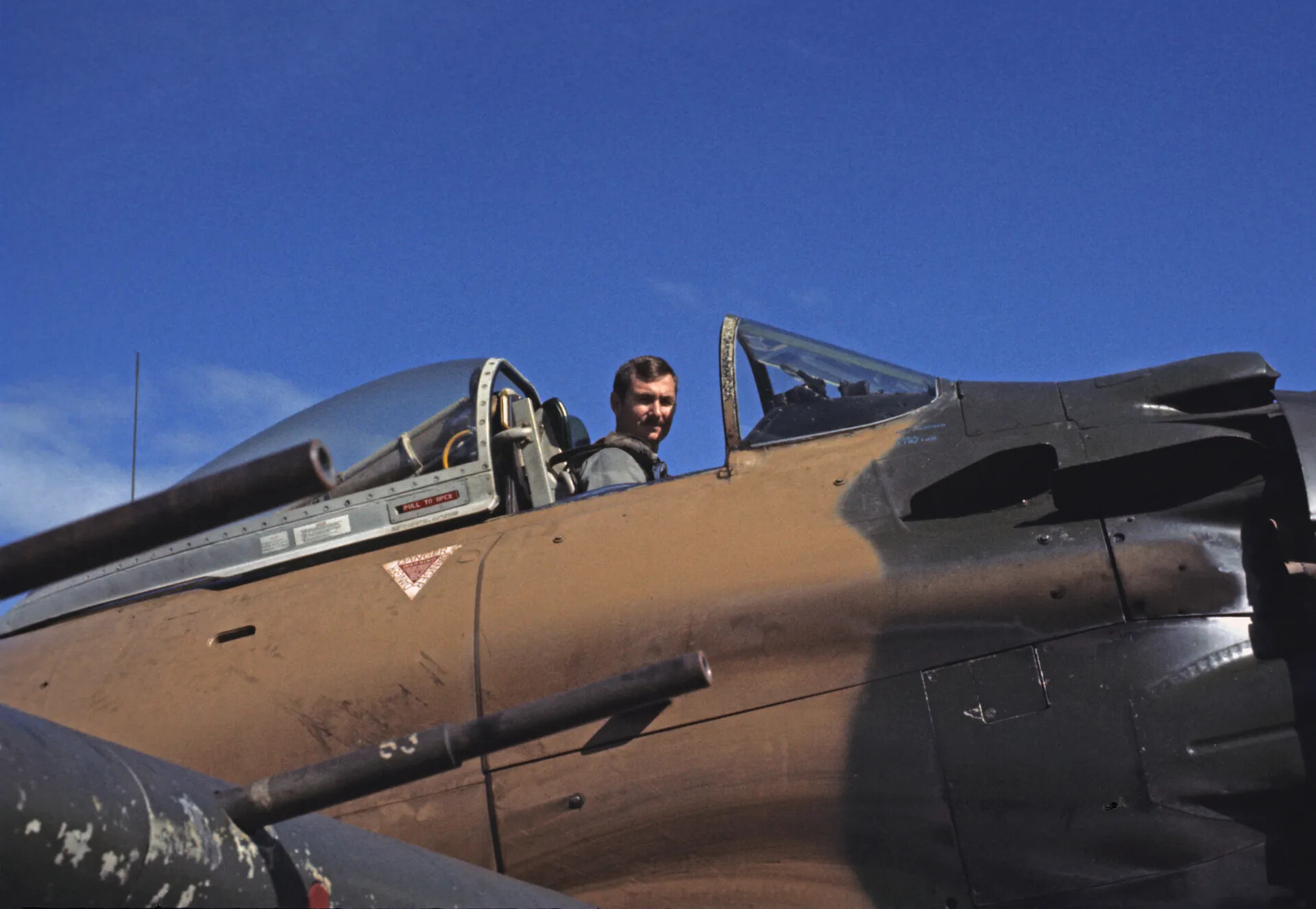 A-1 Skyraider Pilot in Cockpit, Vietnam War Era (Don Engebretsen Slide Collection)