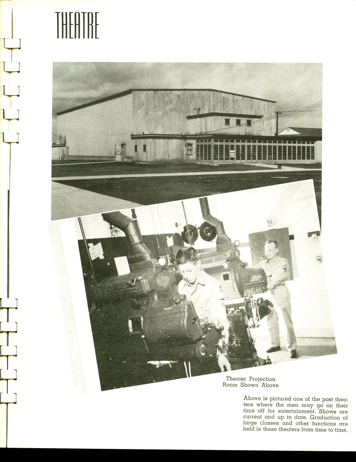 Post Theatre Exterior and Projection Room, Scott Field Yearbook Page