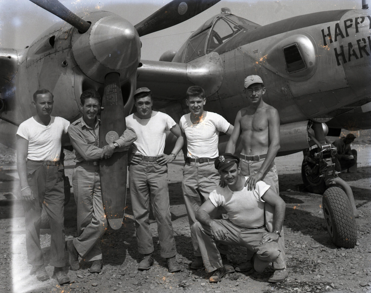 USAAF Ground Crew and Pilots with P-38 Lightning 'Happy Har...', China-Burma-India Theater, WWII