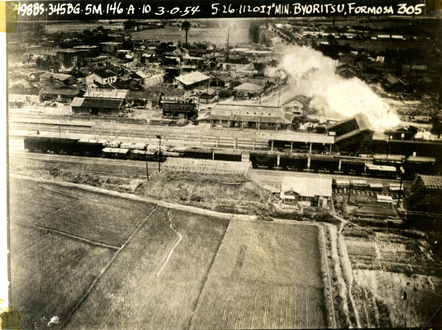 Strike Photograph, Rail Yard Attack, Byoritsu Station, Formosa