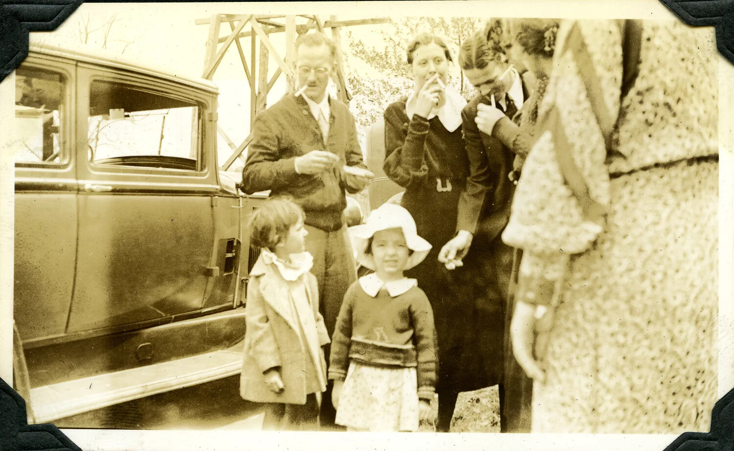 Family Group Beside Automobile, Jervey Family Photo Album