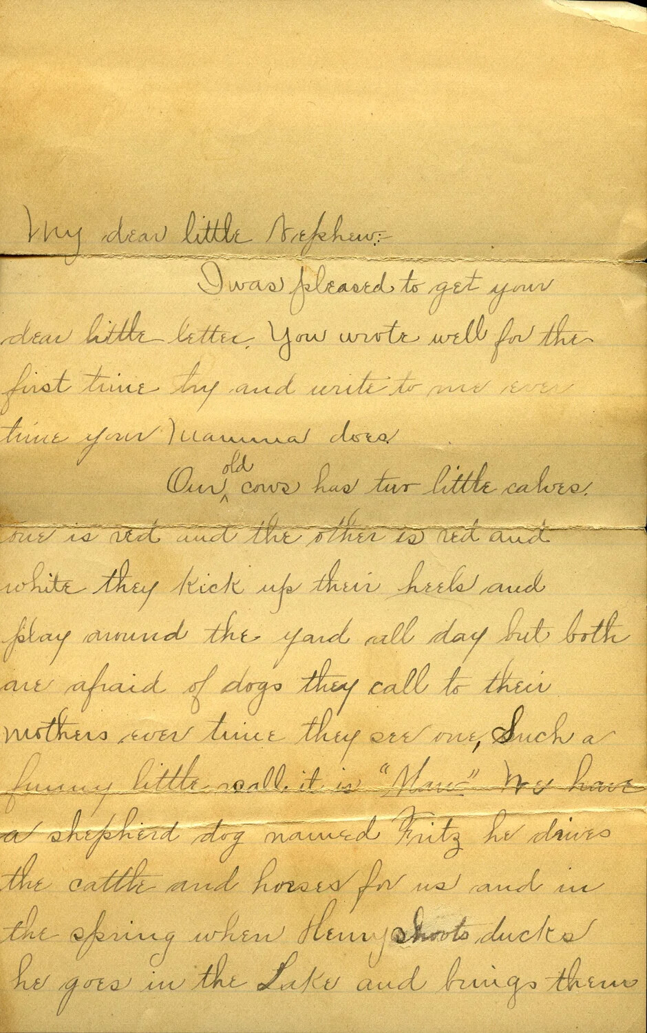 Handwritten Letter to Pvt. Willis W. Wagener from Aunt Anna, WWI Era
