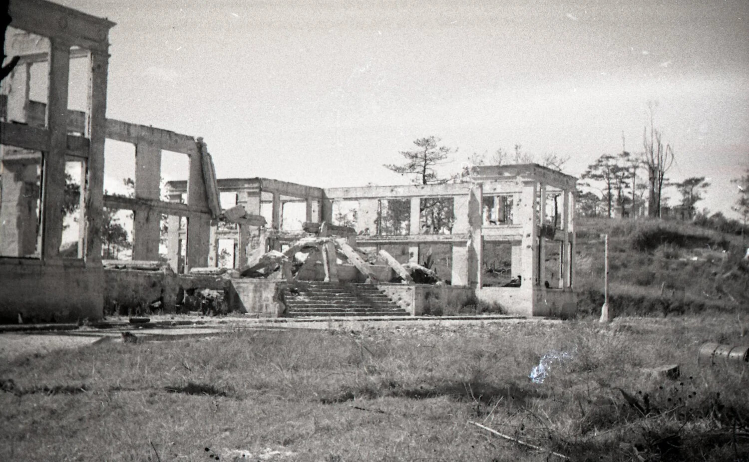 Ruins of a Bombed-Out Reinforced Concrete Building, Baguio Region, Luzon, Philippines, WWII