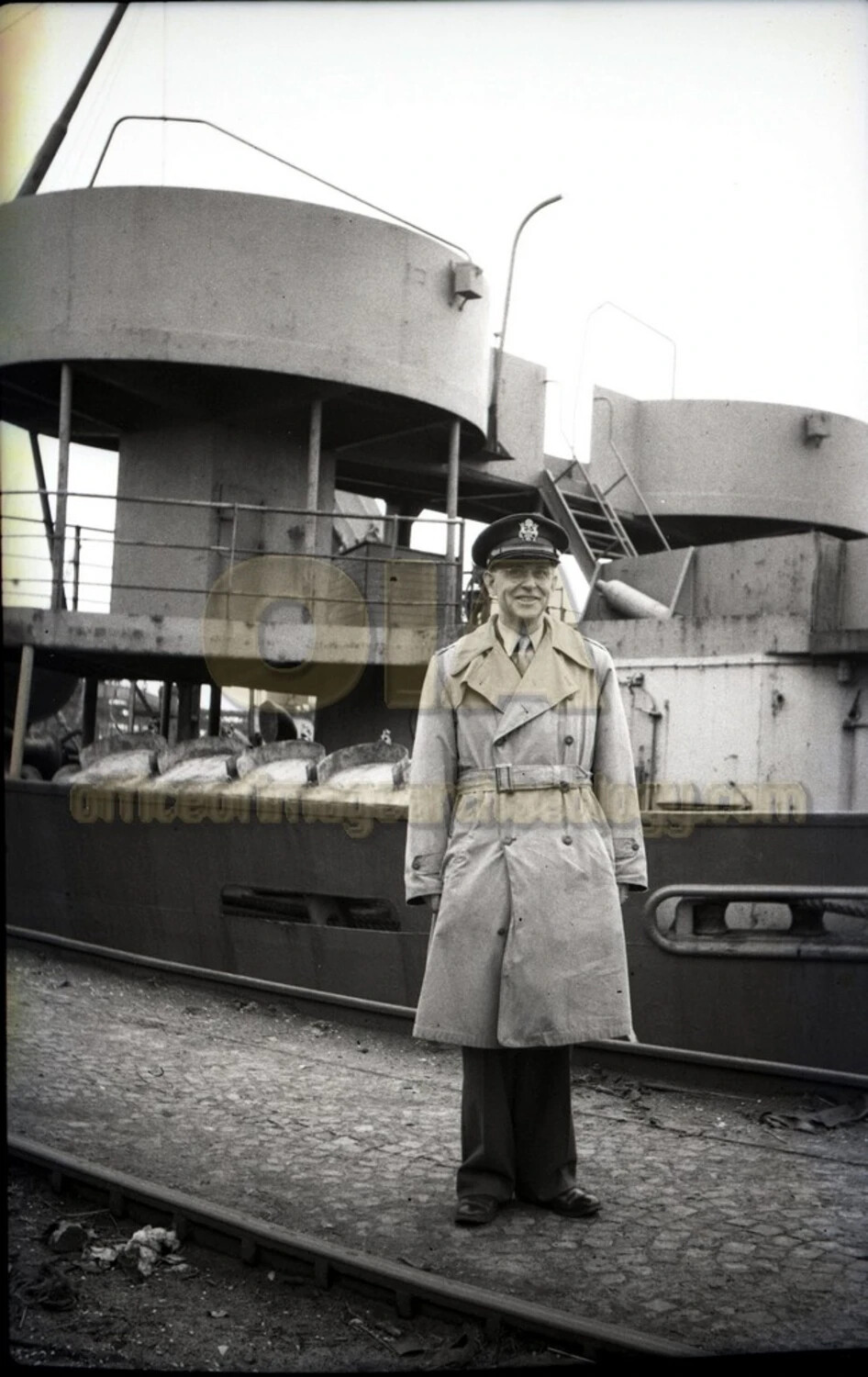 Allied Officer Aboard Former German Warship, Bremerhaven, Post-WWII