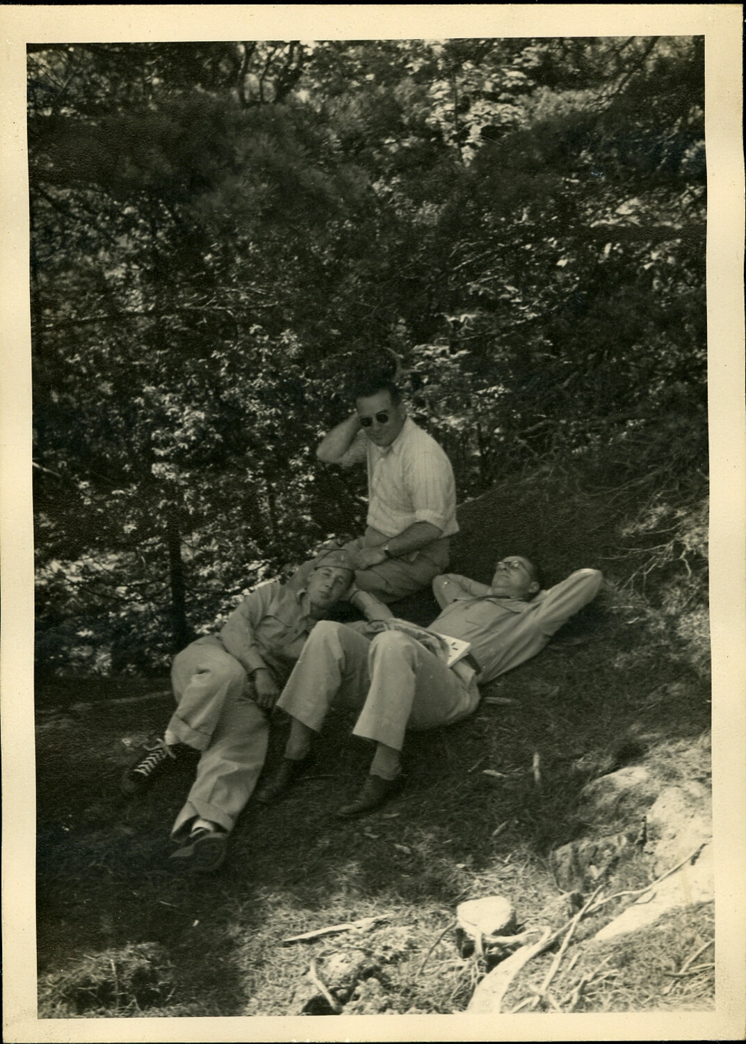 GIs at Rest on a Wooded Hillside, Occupied Japan