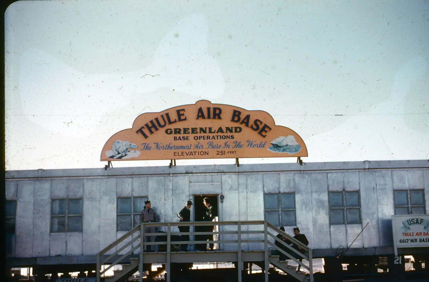 Thule Air Base, Greenland - Base Operations Building Entrance with Personnel, USAF, c. 1950-1955