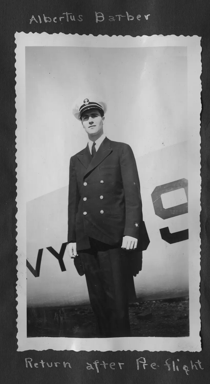 Portrait of Naval Aviation Cadet Albertus Barber Following Completion of Pre-Flight Training