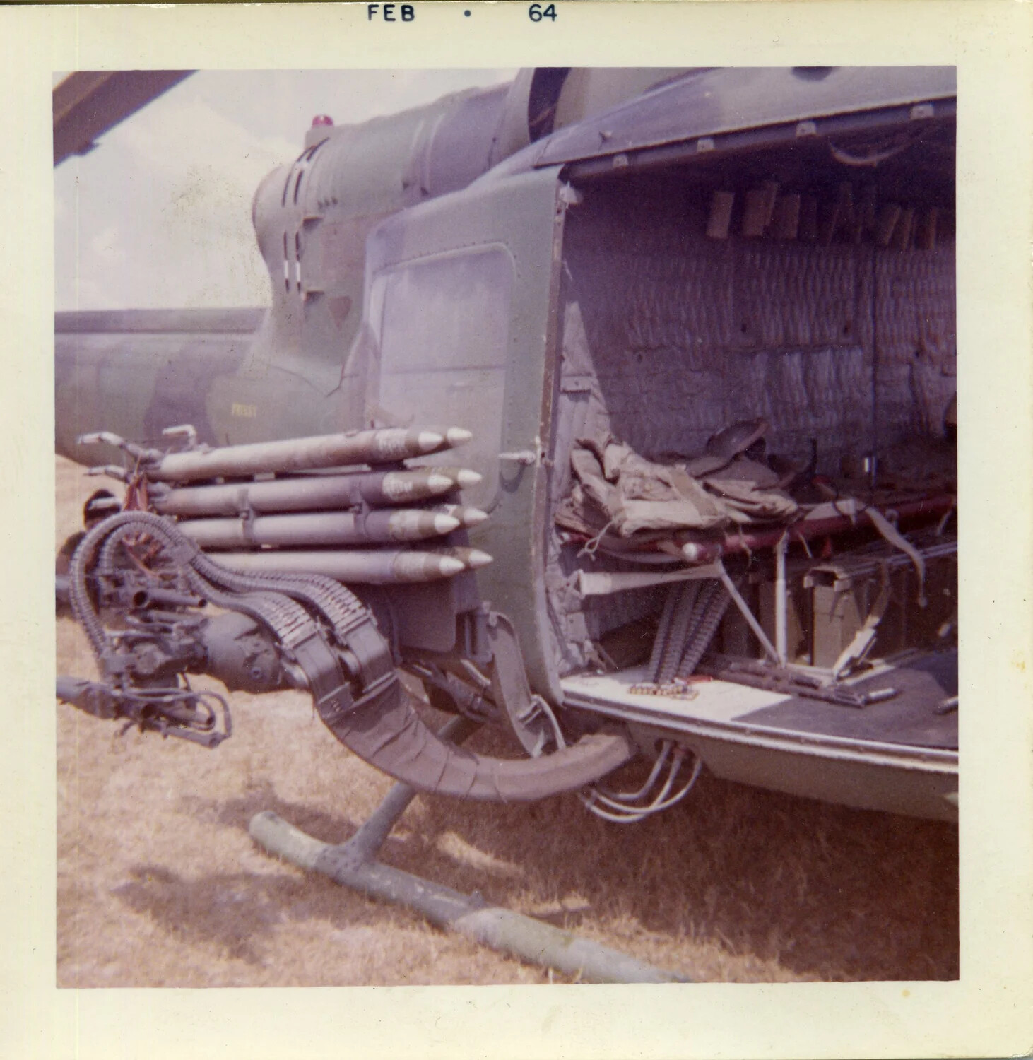 Armed UH-1 'Huey' Helicopter Gunship Weapons Pylon, Vietnam, February 1964