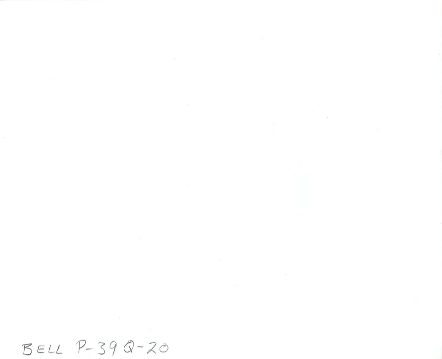 Handwritten Caption Card: 'Bell P-39 Q-20' Airacobra Fighter Aircraft Identification Label