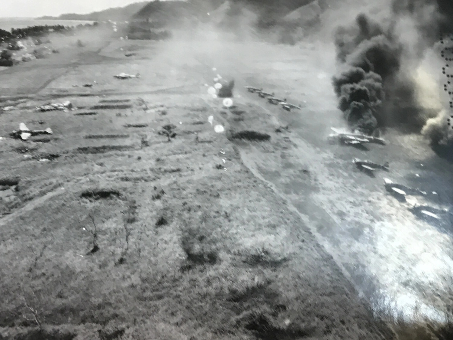 Low-Level Strike Photograph: Massive Explosion During Raid on Dagua Airfield, New Guinea