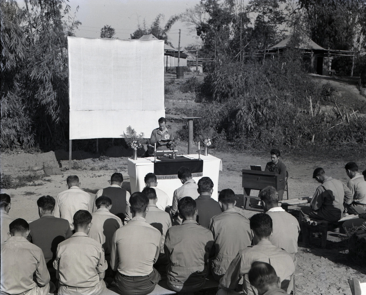 Outdoor Field Chaplain's Service, China-Burma-India Theater, WWII