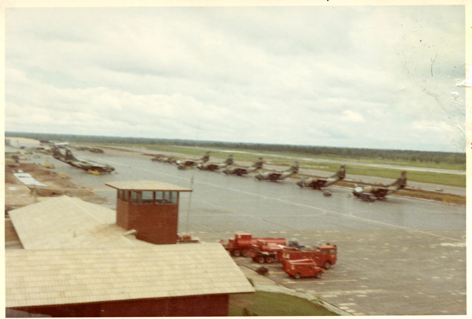 Flight-Line Ramp View from Tower, Nakhon Phanom RTAFB (NKP), Vietnam War Era Color Photograph