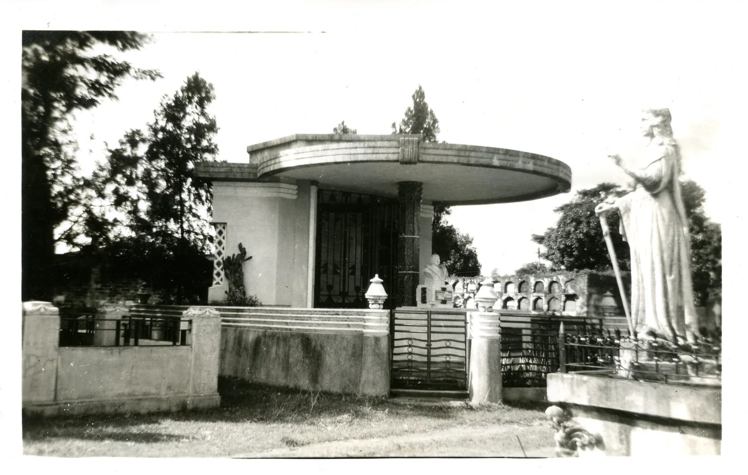 Art Deco Mausoleum with Statuary in Philippine Cemetery