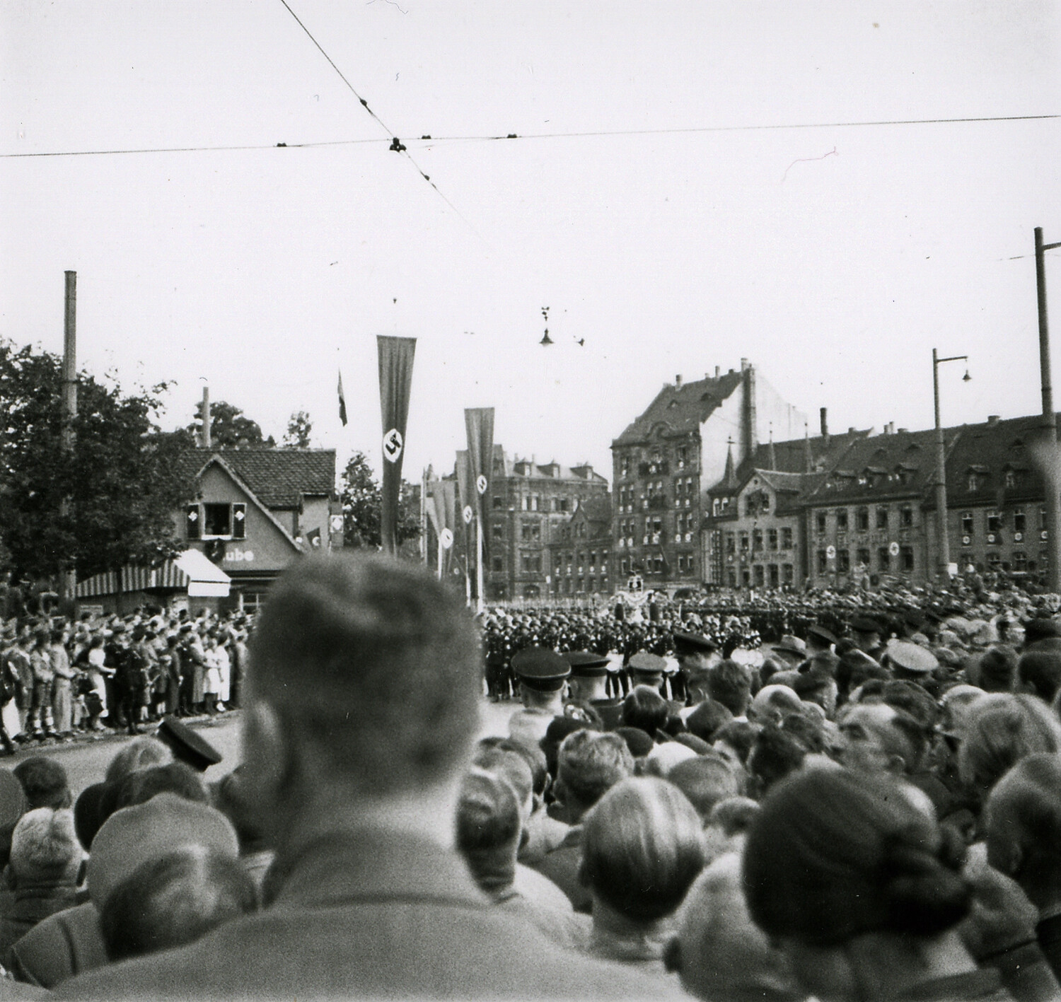 Public Rally with Nazi Party Banners, Nuremberg, Germany (WWII Era)
