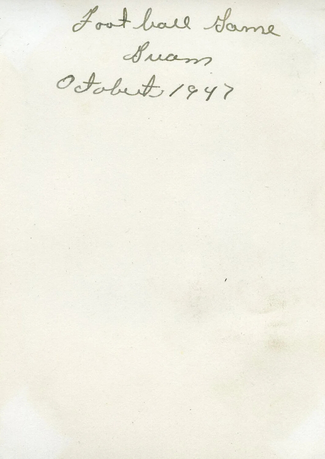 Handwritten Album Caption Page: "Football Game, Guam, October 1947" — VR-6 Photo Album