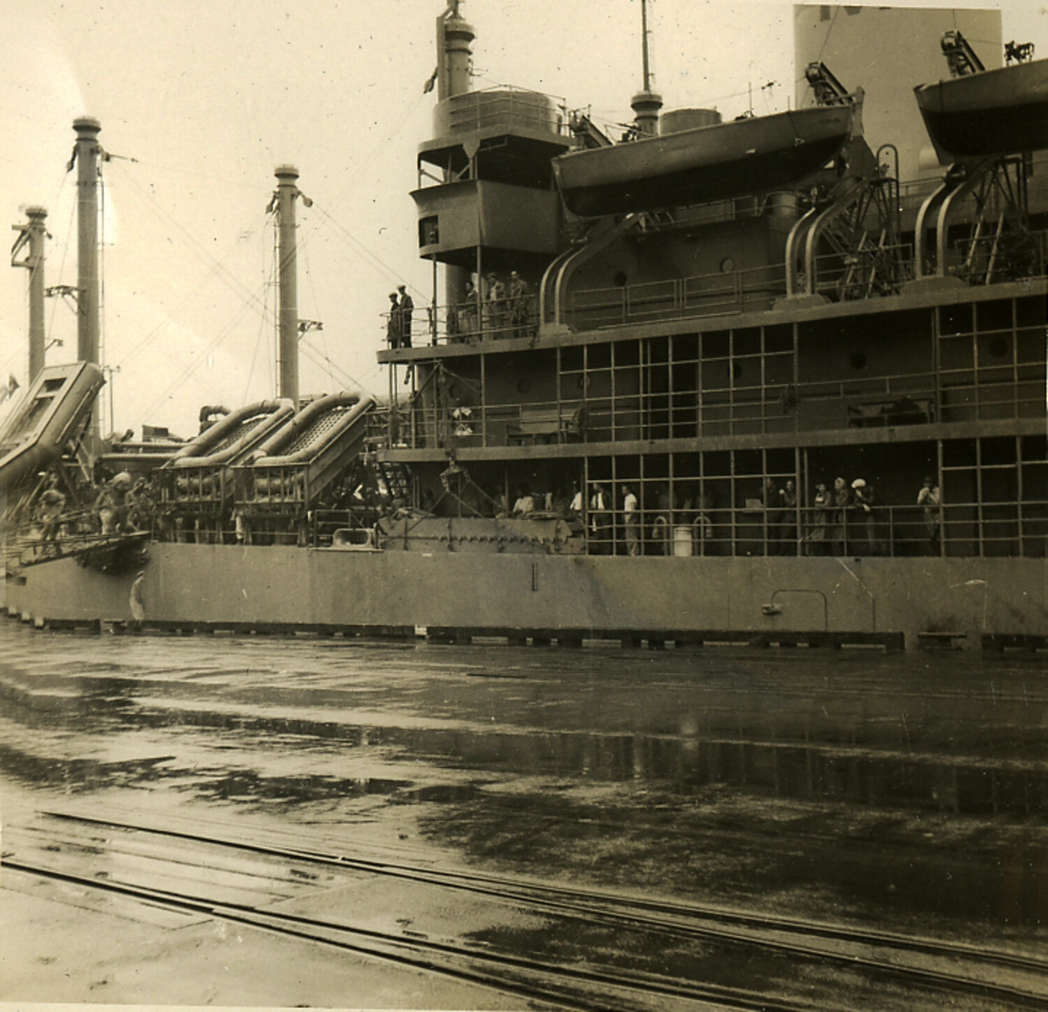 Transport Ship Docked at Japanese Port, Postwar Occupation Era Album
